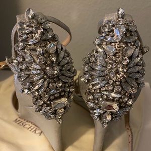 Badgley Mischka Silver Wedge Sandals